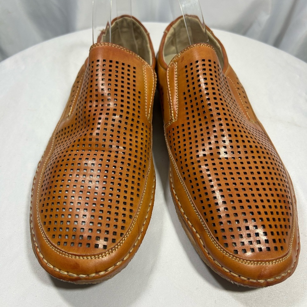 Stacy Adams Loafer Mens US 10.5M Light Brown Perforated Slip On Casual Shoes